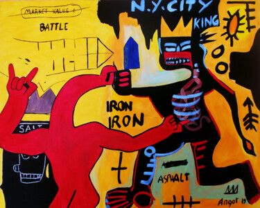 Schilderij getiteld "Battle" door Thierry Angot, Origineel Kunstwerk, Acryl