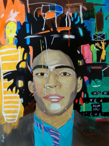 Schilderij getiteld "Basquiat" door Thierry Angot, Origineel Kunstwerk, Acryl