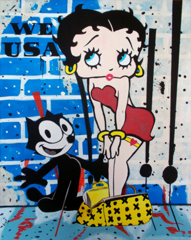 Malarstwo zatytułowany „Félix and Betty Boop” autorstwa Thierry Angot, Oryginalna praca, Akryl
