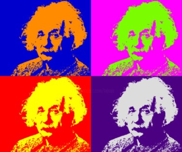 Digital Arts titled "Einstein, Pop Art" by Thierry Angot, Original Artwork, Photo Montage