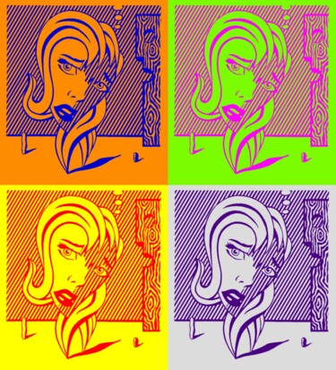 Arte digitale intitolato "Lichtenstein Pop Art" da Thierry Angot, Opera d'arte originale, Fotomontaggio