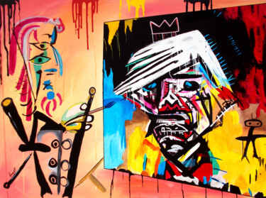 Malerei mit dem Titel "Warhol de Basquiat…" von Thierry Angot, Original-Kunstwerk, Acryl