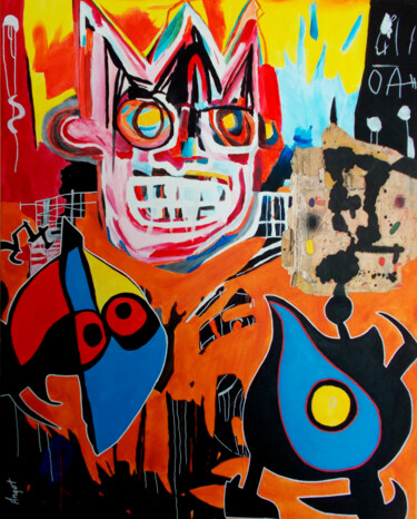 Painting titled "Miró vs Basquiat" by Thierry Angot, Original Artwork, Acrylic