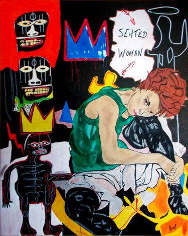 Картина под названием "Seated woman" - Thierry Angot, Подлинное произведение искусства, Акрил
