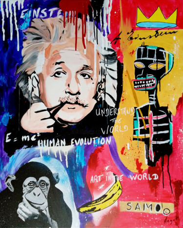 Malarstwo zatytułowany „Human Evolution” autorstwa Thierry Angot, Oryginalna praca, Akryl Zamontowany na Drewniana rama noszy