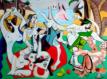 Pintura intitulada "Variation, Picasso,…" por Thierry Angot, Obras de arte originais, Acrílico Montado em Armação em madeira