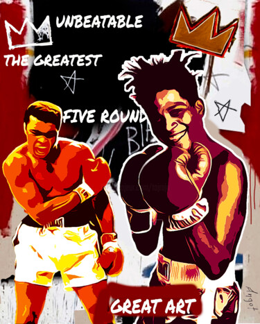Arte digitale intitolato "Basquiat VS Ali" da Thierry Angot, Opera d'arte originale, Fotomontaggio