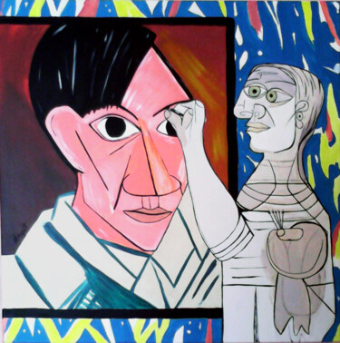 Painting titled "Hommage à Picasso –…" by Thierry Angot, Original Artwork, Acrylic