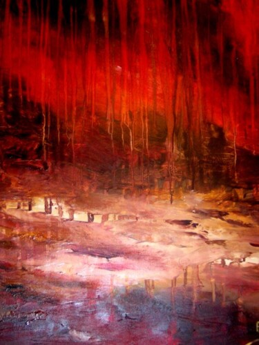 Peinture intitulée "Rouge Fusion" par Thierry Astier-Dupuy (Adtheo), Œuvre d'art originale, Huile