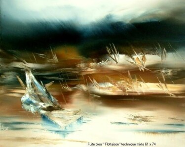 Peinture intitulée "Fuite Bleue Flottai…" par Thierry Astier-Dupuy (Adtheo), Œuvre d'art originale