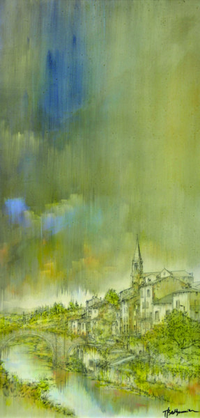 Peinture intitulée "Ciel d'orage sur Ca…" par Thierry Berthommier, Œuvre d'art originale, Huile