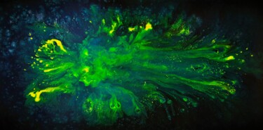 Pittura intitolato "green explosion" da Thierry Blanc (T3L), Opera d'arte originale, Pittura di vetro colorato