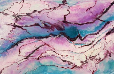 Peinture intitulée "Purple thunderstorm" par Thierry Blanc (T3L), Œuvre d'art originale, Peinture vitrail