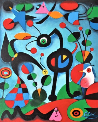Pintura titulada "Le Jardin de J.Miro…" por Thibo, Obra de arte original, Acrílico