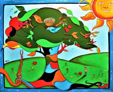 Peinture intitulée "L'Arbre de Vie" par Thibo, Œuvre d'art originale, Acrylique