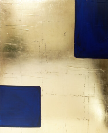 Schilderij getiteld "blue night" door Thierry Brusquet, Origineel Kunstwerk, Acryl Gemonteerd op Frame voor houten brancard