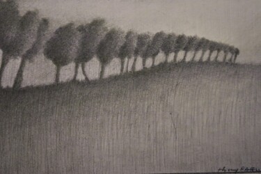 Drawing titled "chemin d'arbres" by Thierry Carol Ratel, Original Artwork, Graphite