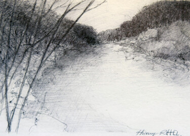 Desenho intitulada "paysage" por Thierry Carol Ratel, Obras de arte originais, Canetac de aerossol Montado em Cartão