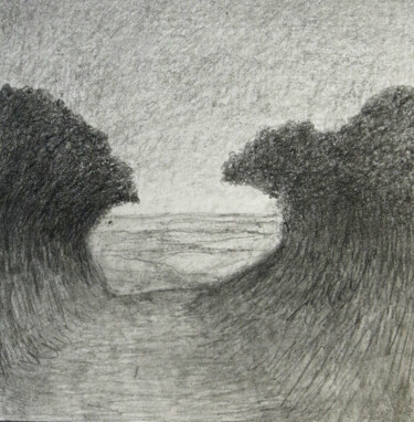 Drawing titled "Chemin  creux" by Thierry Carol Ratel, Original Artwork, Pencil