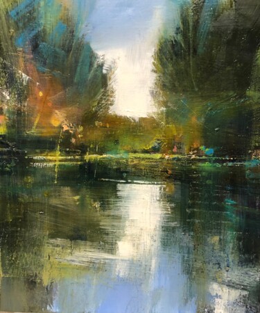 Painting titled "Lumière végétale 1" by Thierry Carton, Original Artwork, Oil