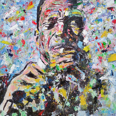 Painting titled "John Coltrane" by Thierry Chauvelot, Original Artwork, Acrylic Mounted on Wood Stretcher frame