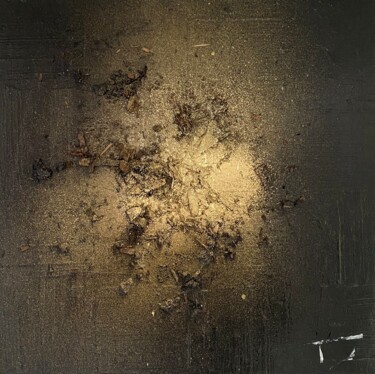 Painting titled "Noir & Or #01" by Thierry Courteau, Original Artwork, Acrylic Mounted on Wood Stretcher frame