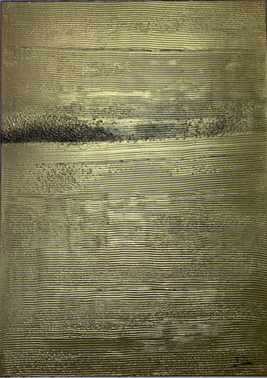 Ζωγραφική με τίτλο "Noir & Or #08" από Thierry Courteau, Αυθεντικά έργα τέχνης, Ακρυλικό Τοποθετήθηκε στο Ξύλινο φορείο σκελ…