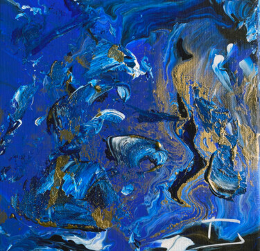 제목이 "Bleu & Or #03"인 미술작품 Thierry Courteau로, 원작, 아크릴 나무 들것 프레임에 장착됨