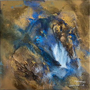 Pittura intitolato "Bleu & Or #08" da Thierry Courteau, Opera d'arte originale, Acrilico