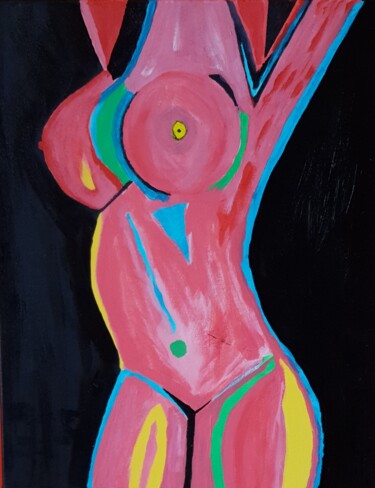 Painting titled "Nue" by Thierry Deluc, Original Artwork, Oil