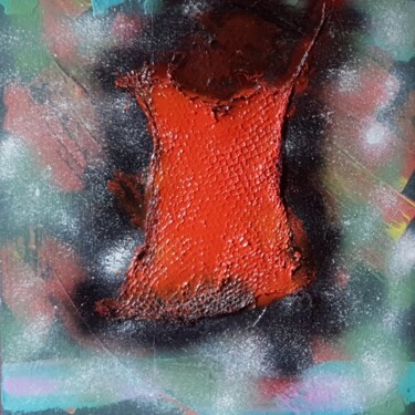 Картина под названием "La petite robe rouge" - Thierry Deluc, Подлинное произведение искусства, Рисунок распылителем краски