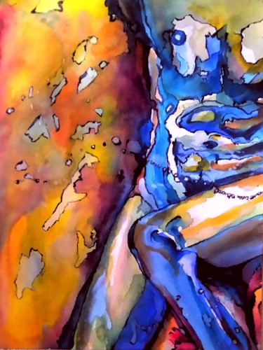 Peinture intitulée "Homme adossé ." par Thierry Dourthe, Œuvre d'art originale, Aquarelle