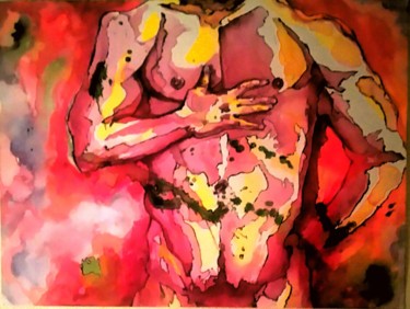 Peinture intitulée "homme torse écarlat…" par Thierry Dourthe, Œuvre d'art originale, Aquarelle