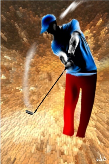 Digital Arts titled "Golfeur extrusion" by Wub, Original Artwork, Digital Painting