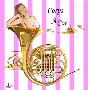 「Corps à cor」というタイトルのデジタルアーツ Wubによって, オリジナルのアートワーク, デジタル絵画 アルミニウムにマウント