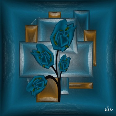 Arts numériques intitulée "Rose bleue" par Wub, Œuvre d'art originale, Peinture numérique
