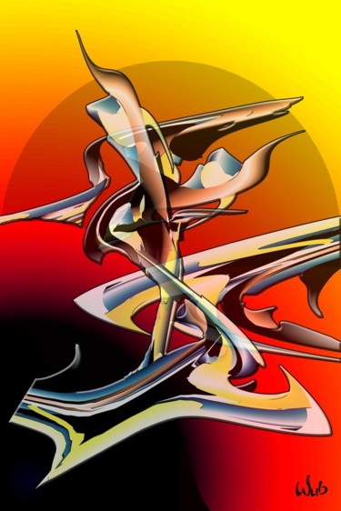 Digital Arts titled "Abstraction Lunaire" by Wub, Original Artwork, Digital Painting