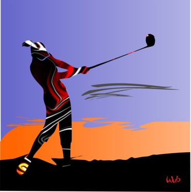 Arte digitale intitolato "Golfeuse black in o…" da Wub, Opera d'arte originale, Pittura digitale