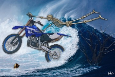 Arte digital titulada "Moto surf" por Wub, Obra de arte original, Foto-montaje Montado en Aluminio