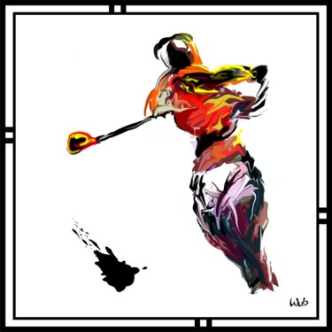 Digitale Kunst mit dem Titel "Golfeuse et divot" von Wub, Original-Kunstwerk, Digitale Malerei