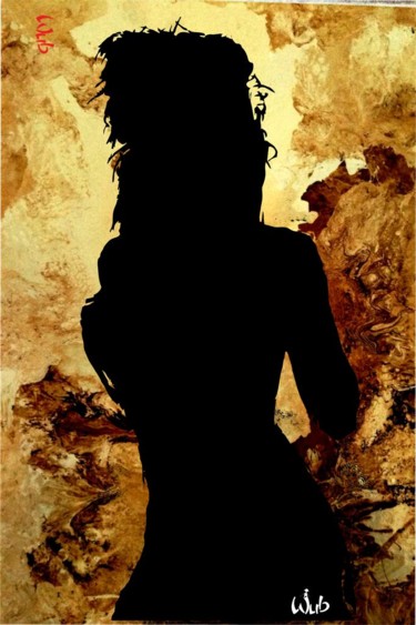 Цифровое искусство под названием "Femme silhouette" - Wub, Подлинное произведение искусства, Цифровая живопись