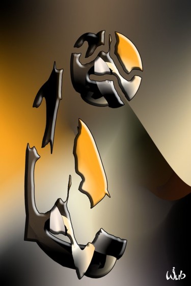 Digital Arts titled "Cassé" by Wub, Original Artwork, Digital Painting Mounted on Aluminium