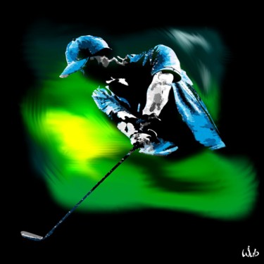 Digital Arts titled "Golfeur tronc fond…" by Wub, Original Artwork, Digital Painting