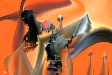 Digitale Kunst mit dem Titel "Golfeur dans le dés…" von Wub, Original-Kunstwerk, Digitale Malerei