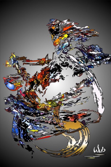 Grafika cyfrowa / sztuka generowana cyfrowo zatytułowany „Cheveux au vent” autorstwa Wub, Oryginalna praca, Malarstwo cyfrow…