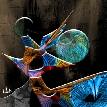Digital Arts με τίτλο "Équilibre instable" από Wub, Αυθεντικά έργα τέχνης, Ψηφιακή ζωγραφική