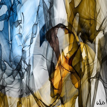 Digitale Kunst mit dem Titel "Fumée 01" von Wub, Original-Kunstwerk, Digitale Malerei Auf Aluminium montiert