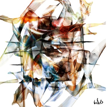Digital Arts titled "Abstrait voiles" by Wub, Original Artwork, Digital Painting Mounted on Aluminium
