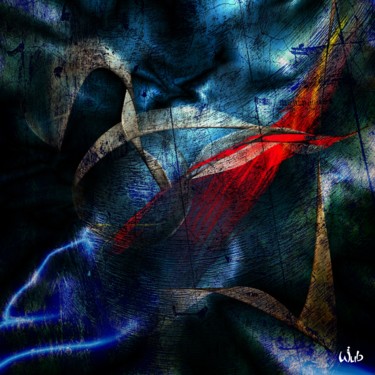 Digital Arts titled "Génie ou Démon" by Wub, Original Artwork, Digital Painting Mounted on Aluminium