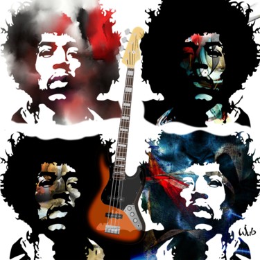 Arte digital titulada "4 Hendrix" por Wub, Obra de arte original, Pintura Digital Montado en Aluminio